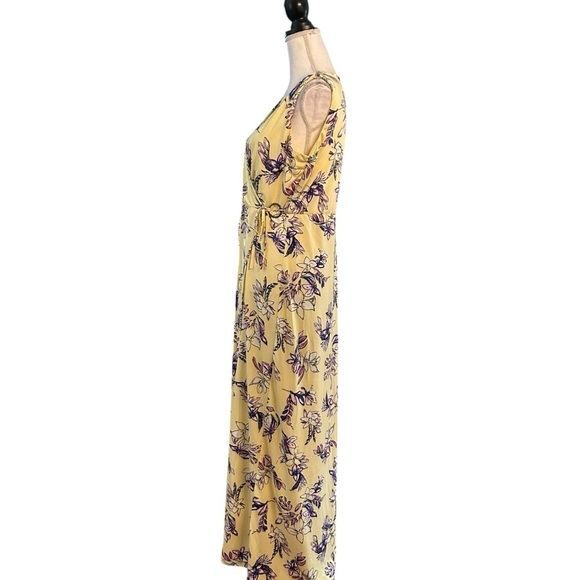 Nina Leonard Sleeveless Faux Wrap Maxi Dress Women’s SZ Large in Yellow Floral - Picture 3 of 8